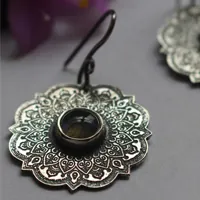 L’air, boucles d’oreilles mandala aérien en argent et labradorite