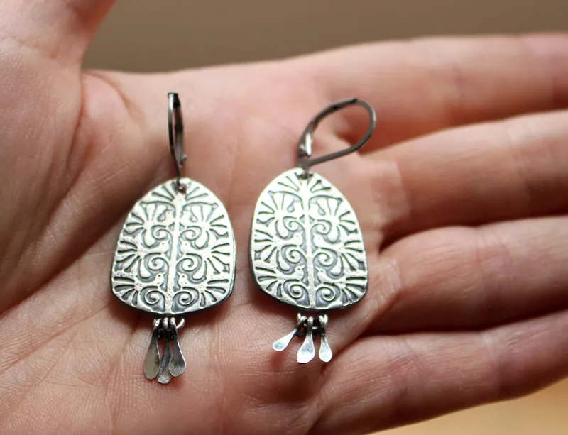 L’arbre de la vie, boucles d’oreilles arbre et oiseaux en argent