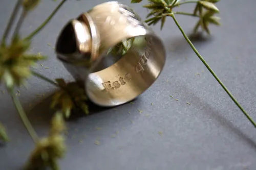 La bague du druide, bague celte en argent, laiton et grenat