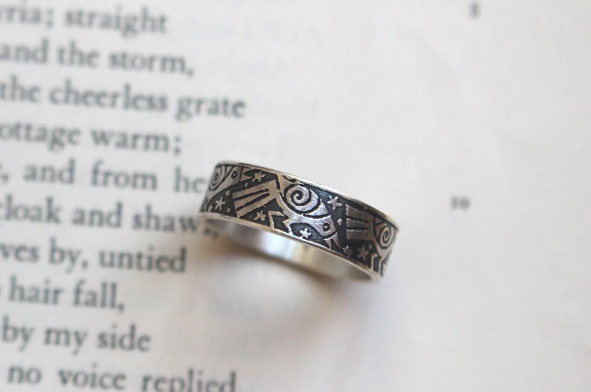 La danse des corbeaux, bague oiseau de légende en argent