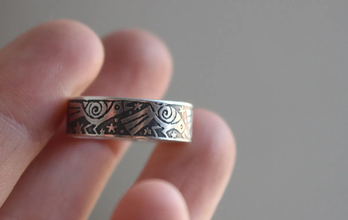 La danse des corbeaux, bague oiseau de légende en argent