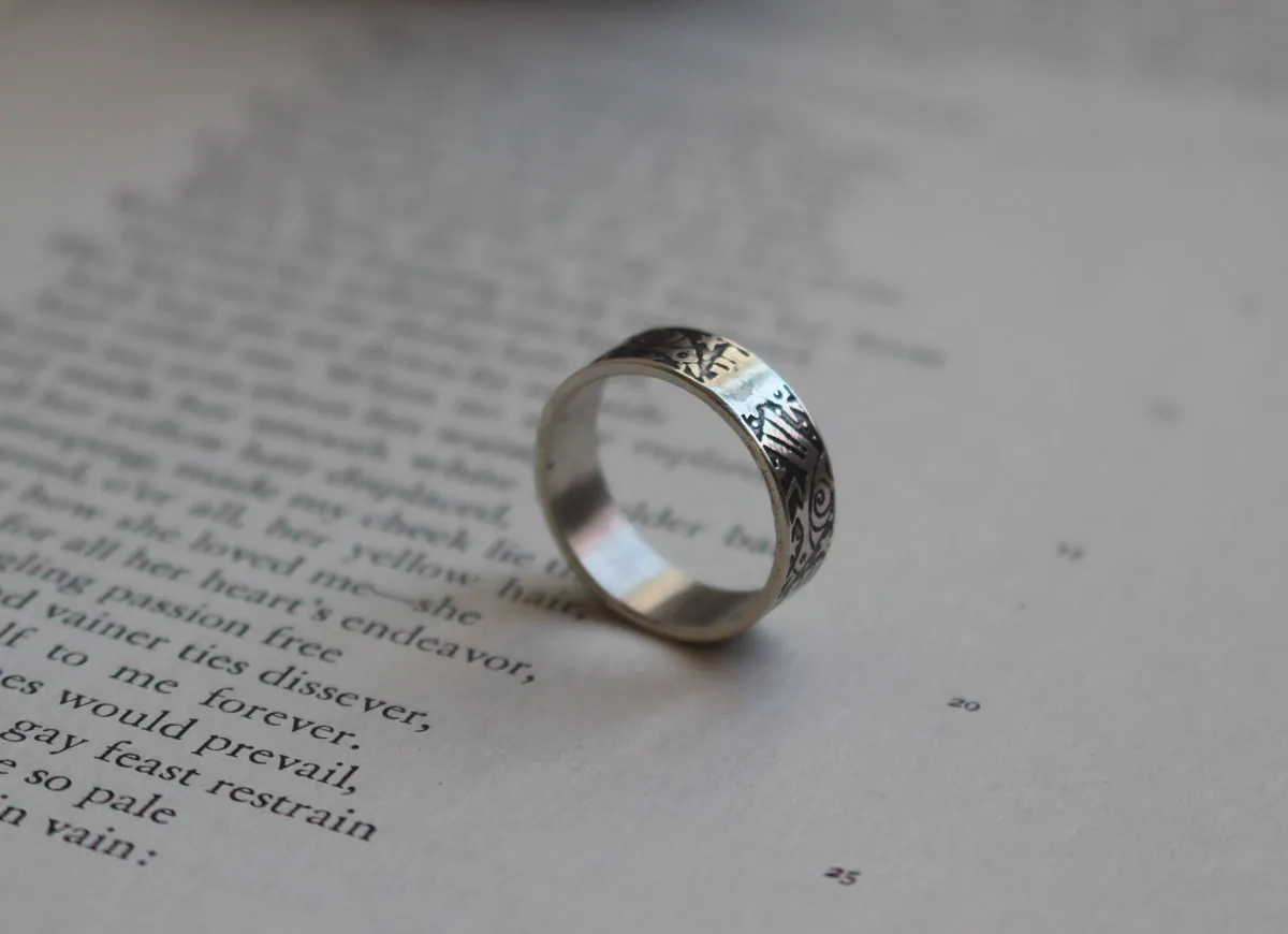 La danse des corbeaux, bague oiseau de légende en argent