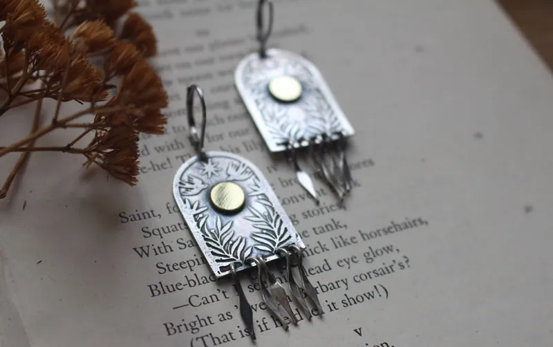 La porte des étoiles, boucles d’oreilles argent et laiton