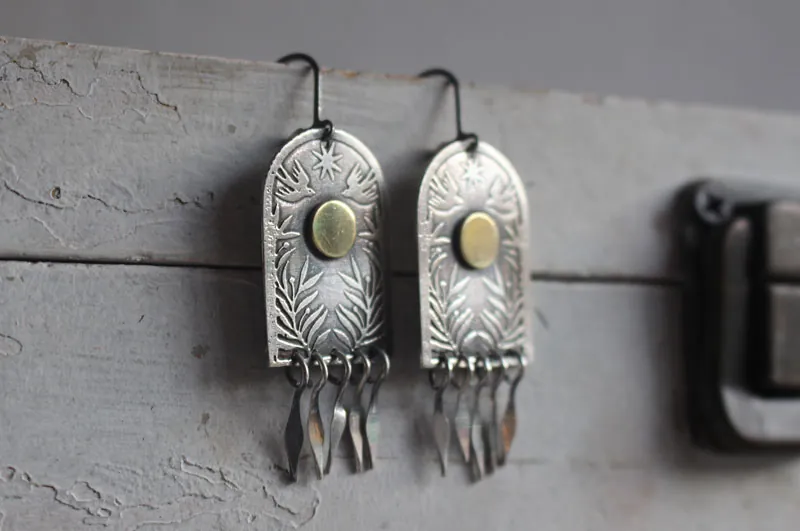 La porte des étoiles, boucles d’oreilles argent et laiton
