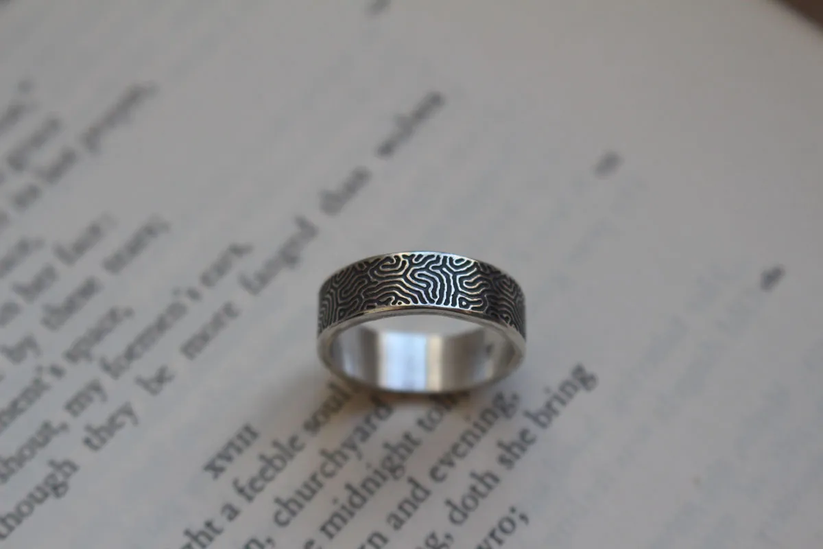 Labyrinthe, bague dédale en argent
