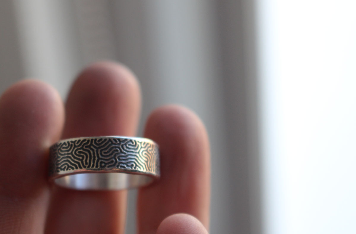 Labyrinthe, bague dédale en argent