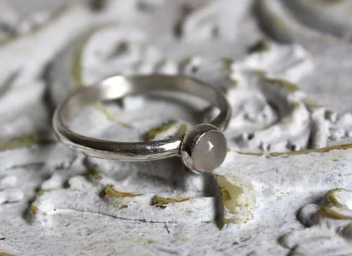 Lagune, bague écume de mer en argent et aigue-marine