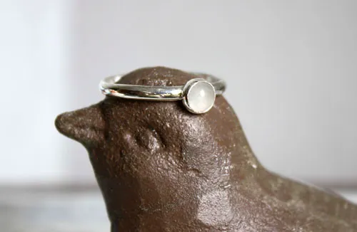Lagune, bague écume de mer en argent et aigue-marine