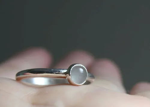 Lagune, bague écume de mer en argent et aigue-marine