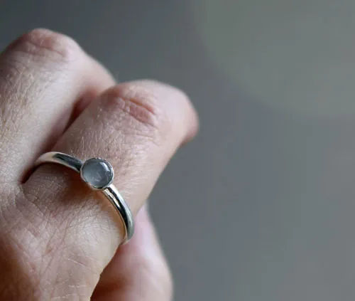 Lagune, bague écume de mer en argent et aigue-marine