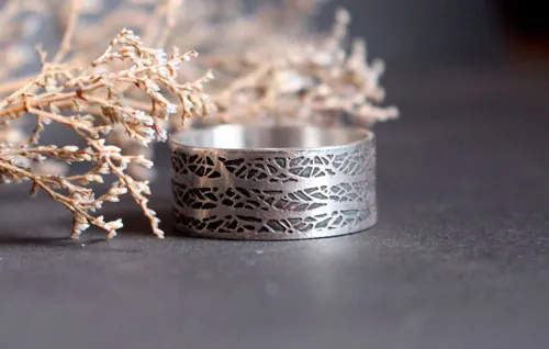 Le chant de la forêt, bague branches d’arbre en argent