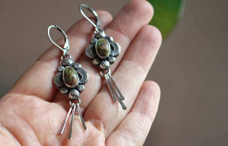 Le chant des lucioles-turquoise, boucles d’oreilles lumière nocturne en argent et turquoise