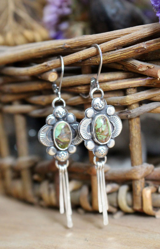 Le chant des lucioles-turquoise, boucles d’oreilles lumière nocturne en argent et turquoise