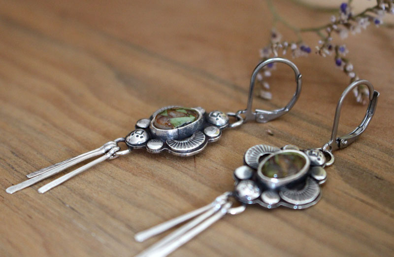 Le chant des lucioles-turquoise, boucles d’oreilles lumière nocturne en argent et turquoise