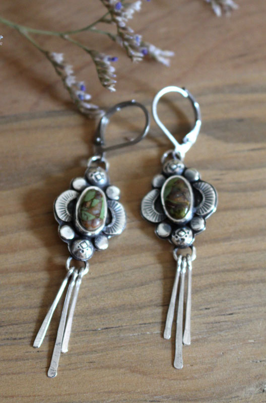 Le chant des lucioles-turquoise, boucles d’oreilles lumière nocturne en argent et turquoise