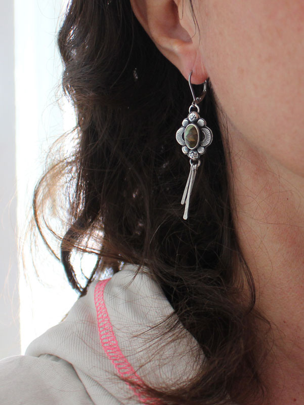 Le chant des lucioles-turquoise, boucles d’oreilles lumière nocturne en argent et turquoise