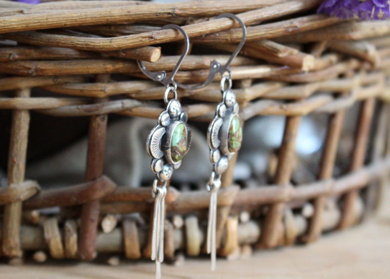 Le chant des lucioles-turquoise, boucles d’oreilles lumière nocturne en argent et turquoise