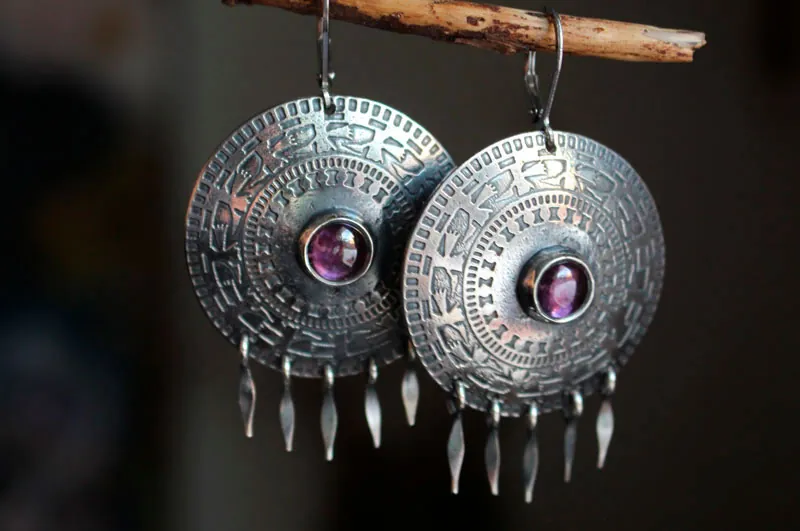 Le chemin des Andes, boucles d’oreilles oiseaux mystiques en argent et alexandrite