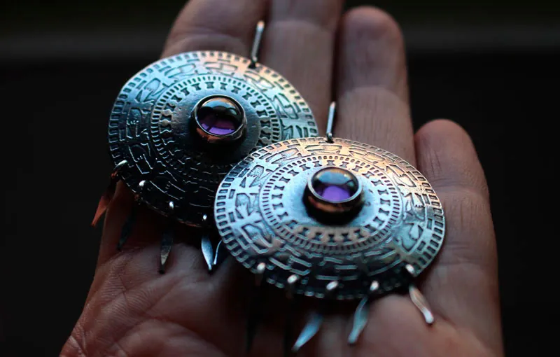 Le chemin des Andes, boucles d’oreilles oiseaux mystiques en argent et alexandrite