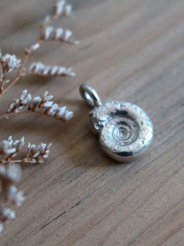 Le cycle de la vie, pendentif Ammonite éternelle en argent