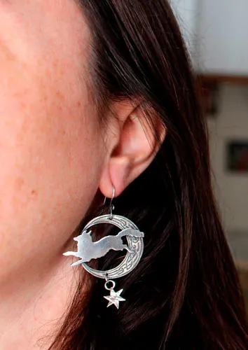 Le renard de la lune, boucles d’oreilles animal symbole celtique en argent