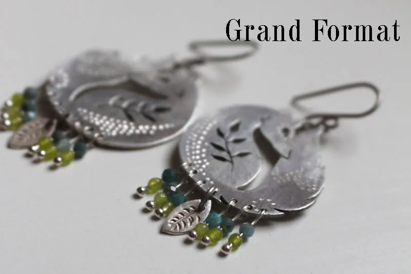 Le renard des blés, boucles d’oreilles ami du Petit Prince en argent, agate bleue et agate verte