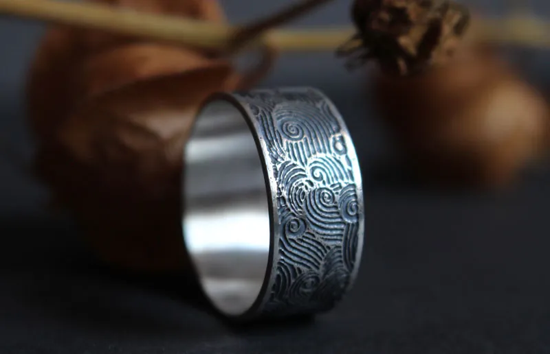Le vent, bague élément air en argent