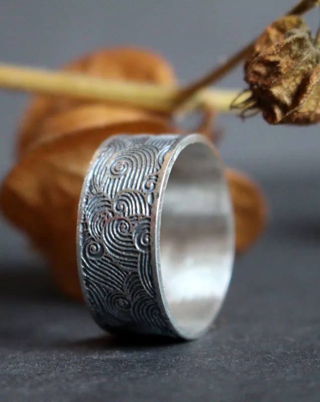 Le vent, bague élément air en argent