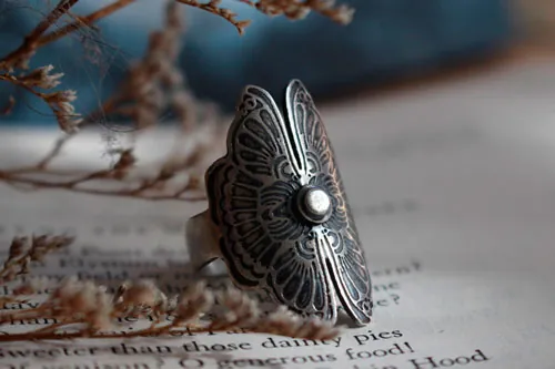 Les amants papillons, bague légende chinoise en argent