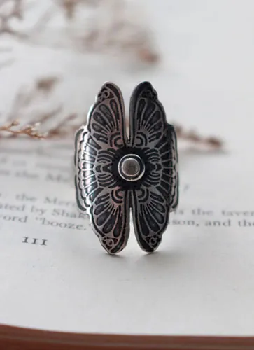 Les amants papillons, bague légende chinoise en argent