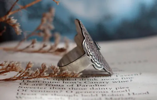 Les amants papillons, bague légende chinoise en argent