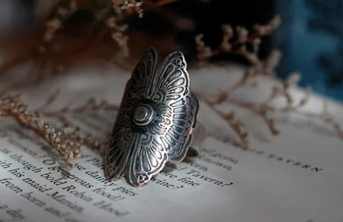 Les amants papillons, bague légende chinoise en argent