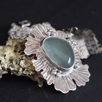 Lichen fluorite, collier symbiote en argent et fluorite