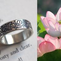 Lotus, bague fleur aquatique en argent