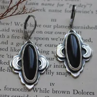 Lune d’onyx, boucles d’oreilles orientales en argent et onyx