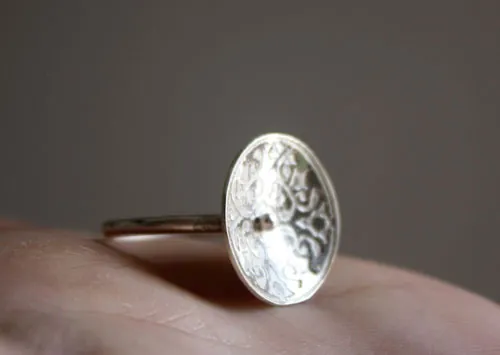 Lyrique, bague fleur médiévale en argent