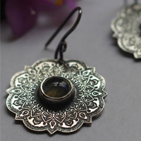 L’air, boucles d’oreilles mandala de l’air en argent et labradorite