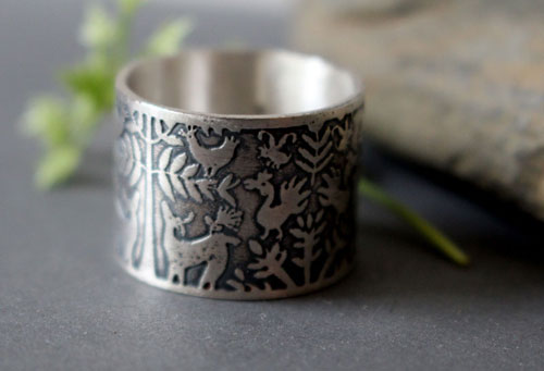 L&rsquo;arbre aux biches, bague cerf et oiseau otomi en argent