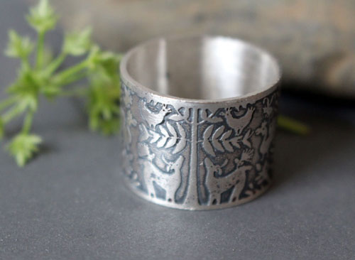 L&rsquo;arbre aux biches, bague cerf et oiseau otomi en argent