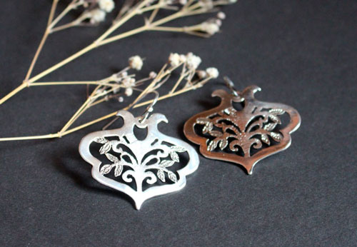l’arbre sacré, boucles d’oreilles arbre de vie en argent