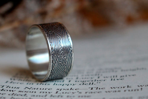 La mer, bague vagues japonaises en argent