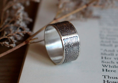 La mer, bague vagues japonaises en argent