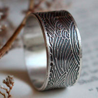 La mer, bague vagues japonaises en argent