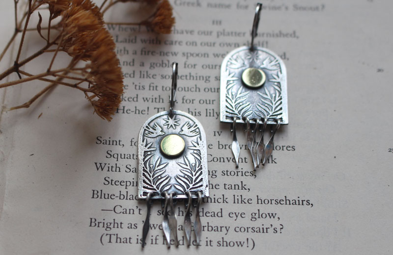 La porte des étoiles, boucles d’oreilles argent et laiton