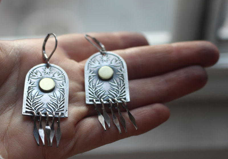 La porte des étoiles, boucles d’oreilles argent et laiton