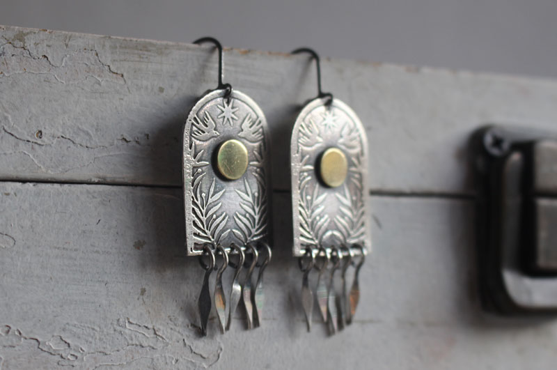 La porte des étoiles, boucles d’oreilles argent et laiton