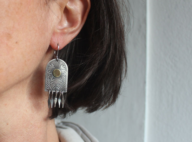 La porte des étoiles, boucles d’oreilles argent et laiton