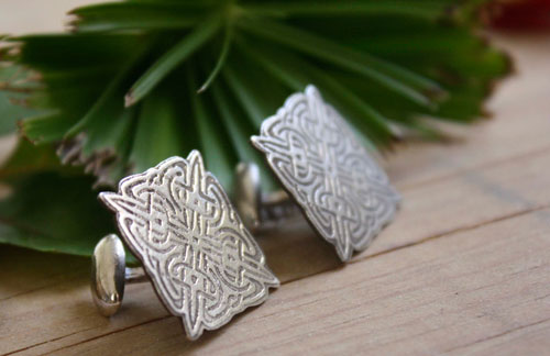 Lancelot, boutons de manchette nœuds celtiques en argent