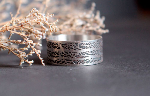 Le chant de la forêt, bague branches d’arbre en argent
