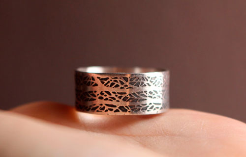 Le chant de la forêt, bague branches d’arbre en argent